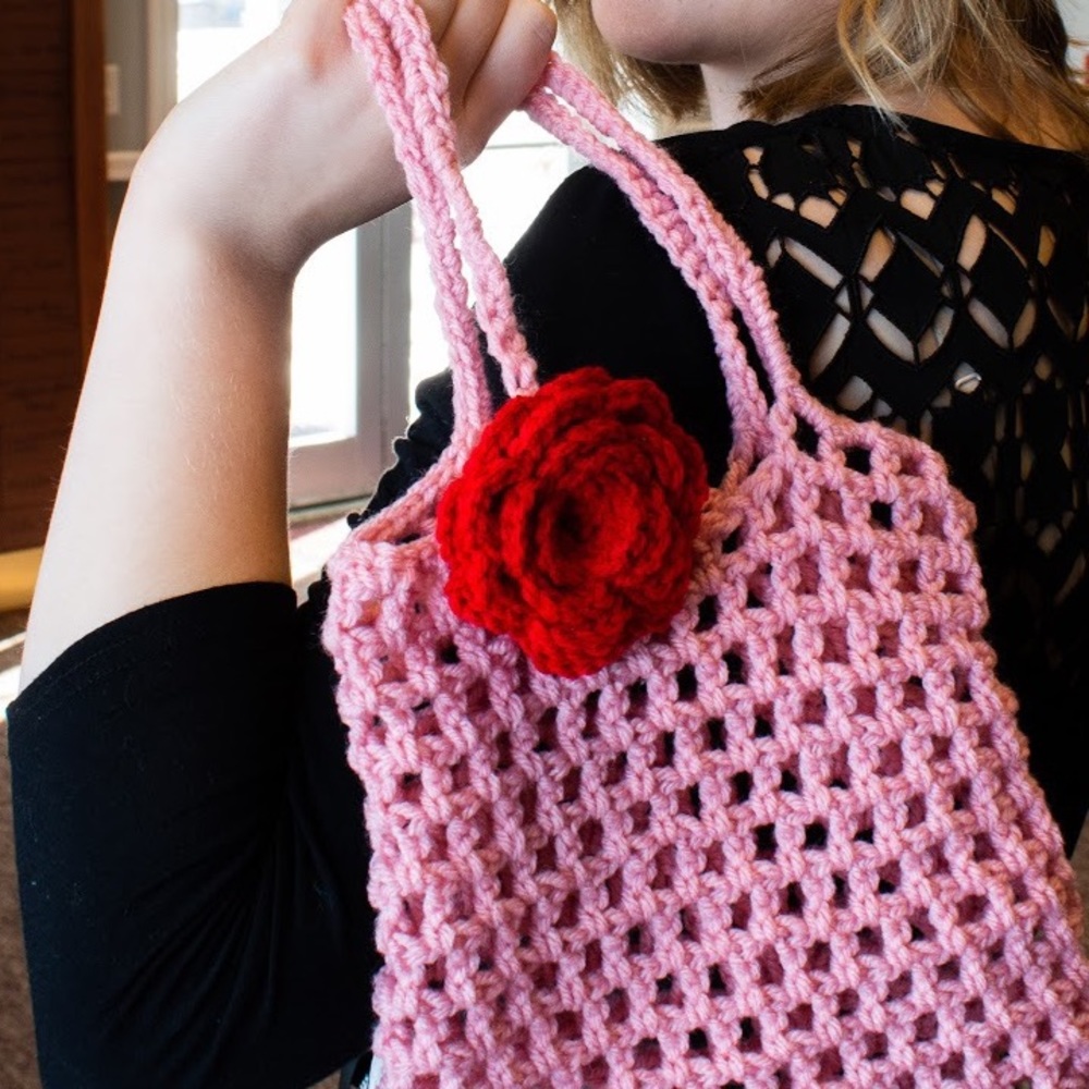 Crocheted Rose Pin
